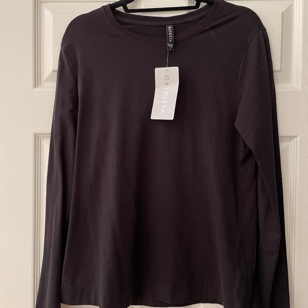 Athleta Black Long Sleeve Outbound Top
